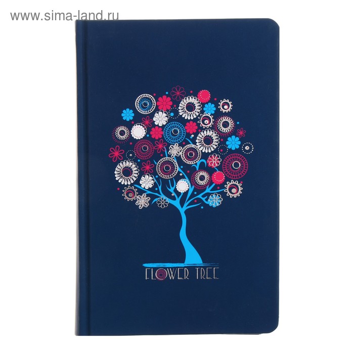 Записная книжка А5, 96 листов линейка «Цветочное дерево», твёрдая обложка, фольгирование, ламинация Soft Touch - Фото 1