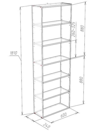 Стеллаж Лофт, 600х240х1810, Венге