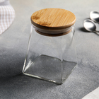 Банка стеклянная для хранения сыпучих продуктов «Эко. Трапеция», 350 мл, 7.5×10 см, с бамбуковой крышкой - Фото 1