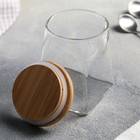 Банка стеклянная для хранения сыпучих продуктов «Эко. Трапеция», 350 мл, 7.5×10 см, с бамбуковой крышкой - Фото 3