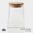 Банка для сыпучих Magistro «Эко. Трапеция», 550 мл, 8.5×12.5 см, с бамбуковой крышкой, стекло - Фото 2