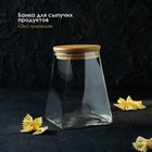 Банка стеклянная для сыпучих продуктов с бамбуковой крышкой «Эко. Трапеция», 850 мл, 9,5×13 см - Фото 1