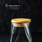 Банка стеклянная для сыпучих продуктов с бамбуковой крышкой «Эко. Трапеция», 850 мл, 9,5×13 см - Фото 5