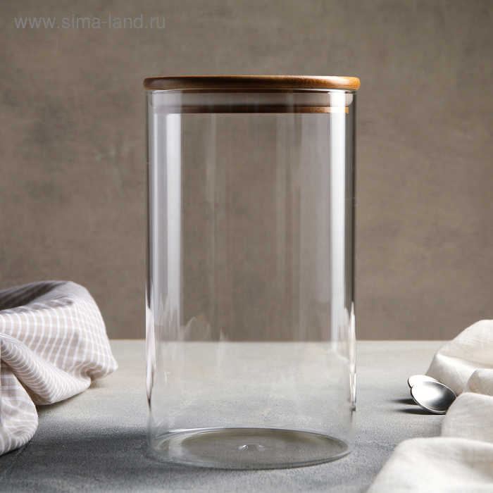 Банка стеклянная для сыпучих продуктов «Эко», 900 мл, 10×15 см - Фото 1