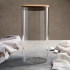 Банка стеклянная для сыпучих продуктов с бамбуковой крышкой Magistro «Эко», 2,5 л, 12×25 см - Фото 3