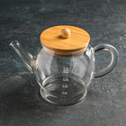 Чайник стеклянный заварочный с бамбуковой крышкой и металлическим фильтром «Эко. Бабл», 800 мл, 22×12,5×15 см - фото 5825418