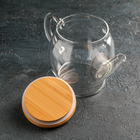 Чайник стеклянный заварочный с бамбуковой крышкой и металлическим фильтром «Эко. Бабл», 800 мл, 22×12,5×15 см - фото 4287688