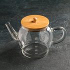 Чайник стеклянный заварочный с бамбуковой крышкой и металлическим фильтром «Эко. Бабл», 1,5 л, 26,5×14×16,5 см - фото 5825421