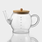 Заварочный чайник «Эко. Бабл», 1.5 л, 26.5×14×16.5 см, с бамбуковой крышкой, металлический фильтр, стекло, прозрачный - Фото 1