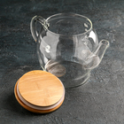 Чайник стеклянный заварочный с бамбуковой крышкой и металлическим фильтром «Эко. Бабл», 1,5 л, 26,5×14×16,5 см - фото 4287691