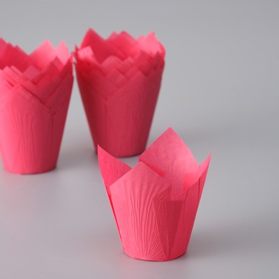 Форма для выпечки "Тюльпан", темно-розовый, 5 х 8 см - Фото 1