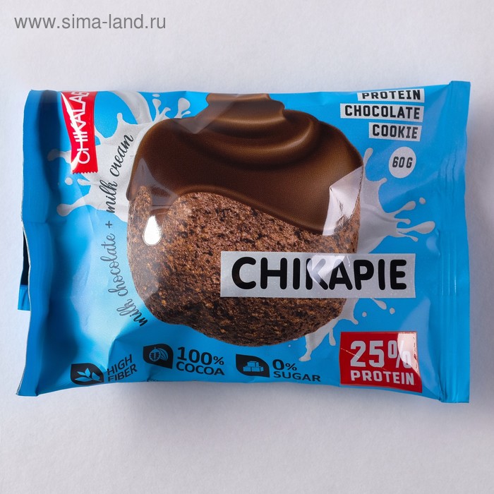 Протеиновое печенье в шоколаде CHIKALAB, с шоколадной начинкой, 60 г - Фото 1