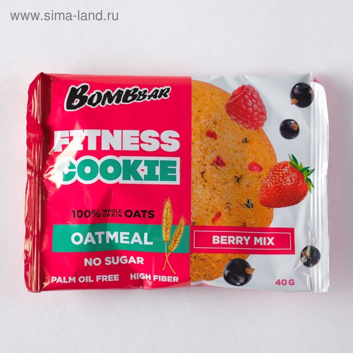 Овсяное печенье Bombbar, ягодный микс, спортивное питание, 40 г - Фото 1