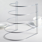 Подставка для хранения сковородок настольная, 4 отделения, 26×22×27 см, хром - Фото 1