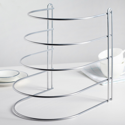 Подставка для хранения сковородок настольная, 4 отделения, 26×22×27 см, хром