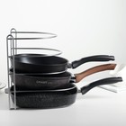 Подставка для хранения сковородок настольная, 4 отделения, 26×22×27 см, хром - Фото 2