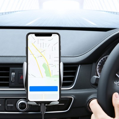 Держатель телефона, беспроводная зарядка, сенсорный захват 6-9.5 см, пластик, хром