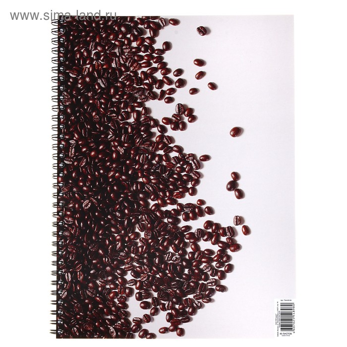 Тетрадь А4, 80 листов клетка на гребне "Кофе" - Фото 1