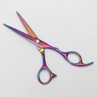 Ножницы парикмахерские с упором «Premium», загнутые кольца, лезвие — 5,5 см, цвет хамелеон - Фото 3