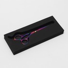 Ножницы парикмахерские с упором «Premium», загнутые кольца, лезвие — 5,5 см, цвет хамелеон - фото 9560561