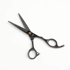 Ножницы парикмахерские с упором «Premium», загнутые кольца, лезвие — 6,5 см, цвет чёрный - фото 7753495