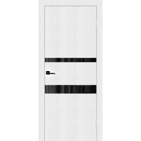 Дверное полотно Cotta, 2000 × 600 мм, стекло чёрное / фацет, цвет белый