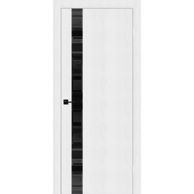 Дверное полотно Dolce, 2000 × 700 мм, стекло чёрное / фацет, цвет белый