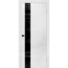 Дверное полотно Gloria, 2000 × 900 мм, стекло чёрное / фацет, цвет белый глянец