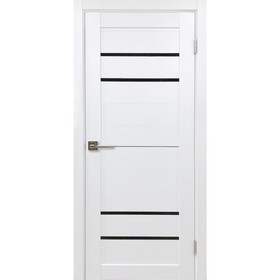 Дверное полотно Х2, 2000 × 600 мм, цвет белый бланко / чёрное стекло