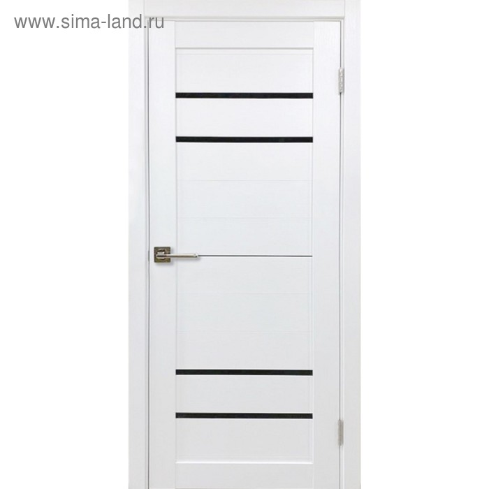 Дверное полотно Х2, 2000 × 600 мм, цвет белый бланко / чёрное стекло - Фото 1