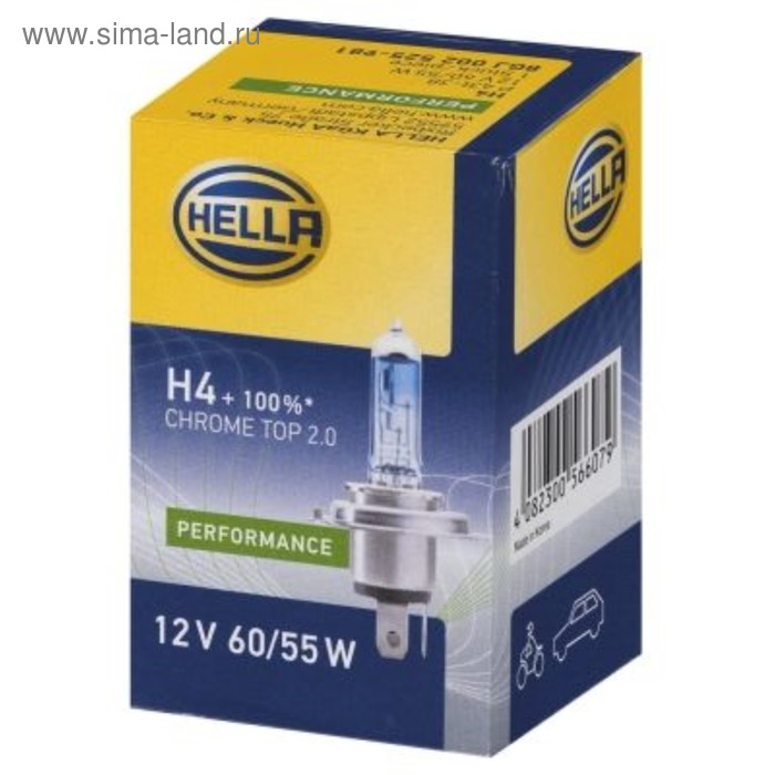 Лампа автомобильная Hella Chrome Top 2.0, H4, 12 В, 60/55 Вт, 8GJ 002 525-981 - Фото 1