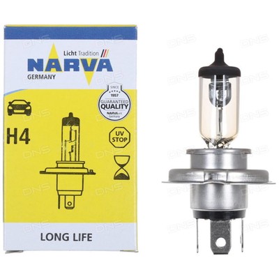 Лампа автомобильная Narva Long Life, H4, 12 В, 60/55 Вт, 48889