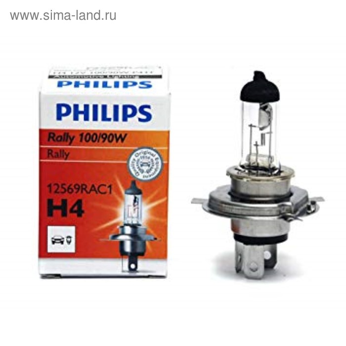 Лампа автомобильная Philips Rally, H4, 12 В, 100/90 Вт, 12569RAC1 - Фото 1
