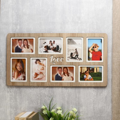 Фоторамка-коллаж на 8 фото 10×15 см Love, (пластиковый экран), светлая