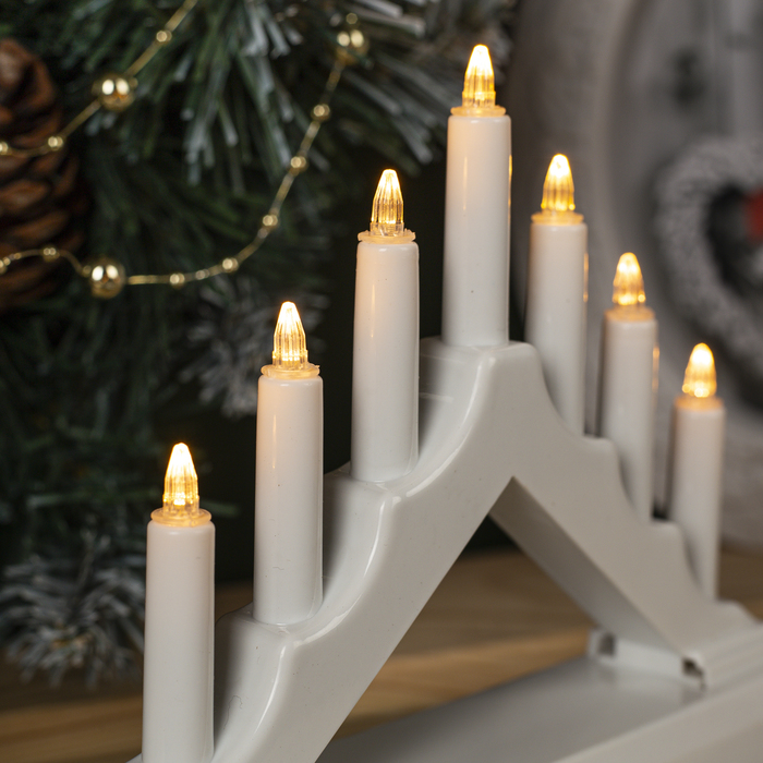 Светодиодная фигура «Белая рождественская горка», пластик, батарейки ААх2 (не в комплекте), свечение тёплое белое - фото 1899720832