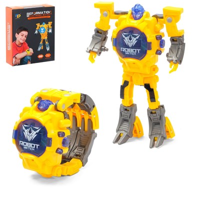 Робот «Часы», трансформируется в часы, работает от батареек, цвет жёлтый