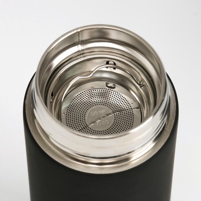 Термос Мастер К Basic, 500 мл, с ситечком, с датчиком температуры, сохраняет тепло 10 ч, нержавеющая сталь, чёрный