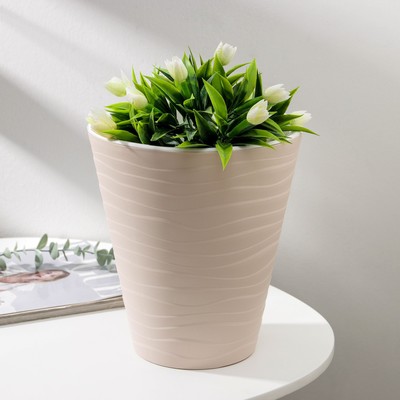 Кашпо для цветов со вставкой «Валенсия», 5.2 л, бежевое