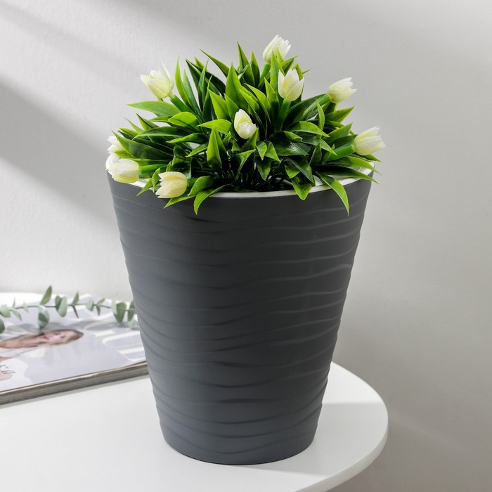 Кашпо для цветов со вставкой «Валенсия», 5.2 л, серое - Фото 1