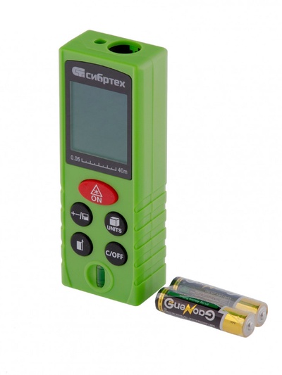 Дальномер лазерный «СИБРТЕХ» 38010, 40 м, 650 hm, 2 мм/м, 2 класс, с пузырьковым уровнем