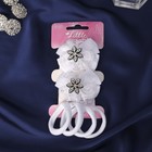 Набор для волос Выбражулька «Бантик страз», 2 зажима, 4 резинки, цветок, белый - Фото 1