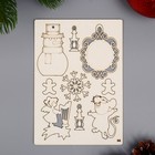 Чип-борд картонный "Рождественнский с мышкой"  11,5х16,5 см, толщина 0,09 см - Фото 1