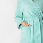 Халат махровый Экономь и Я женский, размер 46-48 цвет нежно-бирюзовый, 100% хлопок, 320 г/м² - Фото 4