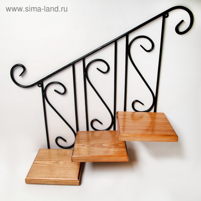 Подставка для цветов настенная "Лестница", на 3 цветка, цвет чёрный - Фото 1