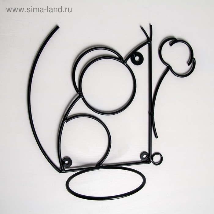 Подставка для цветов настенная "Мышь с цветком", на 1 цветок, цвет чёрный - Фото 1