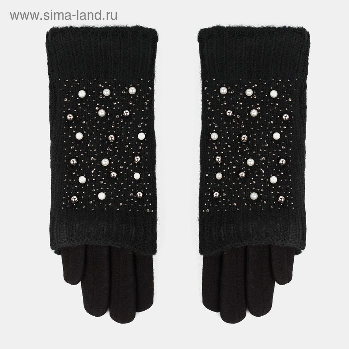 Перчатки-митенки женские, цвет чёрный, размер 7-8 - Фото 1