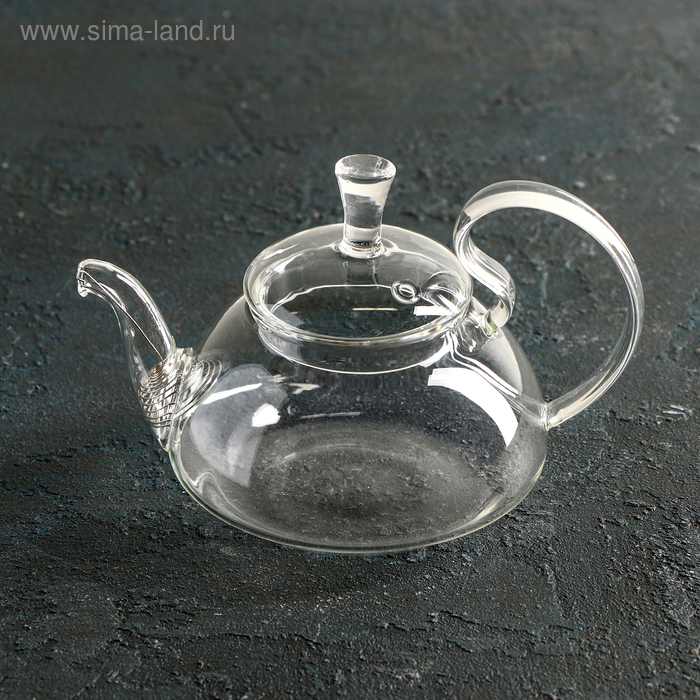 Чайник стеклянный заварочный с металлическим ситом Доляна «Элегия», 400 мл - Фото 1