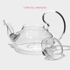 Заварочный чайник Доляна «Элегия», 600 мл, 19×13×12.5 см, металлическое сито, стекло - Фото 2