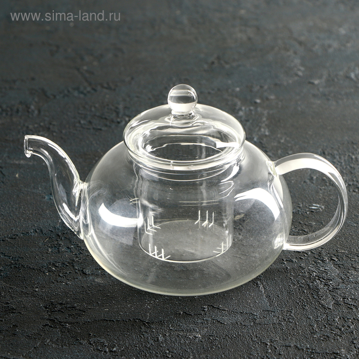 Чайник заварочный со стеклянной крышкой и ситом Доляна «Валенсия», 600 мл - Фото 1