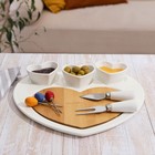Блюдо керамическое для подачи «Эстет. Сердце», 8 предметов: 3 соусника 8×6×4 см, 3 шпажки, нож, вилочка, цвет белый - фото 4822250